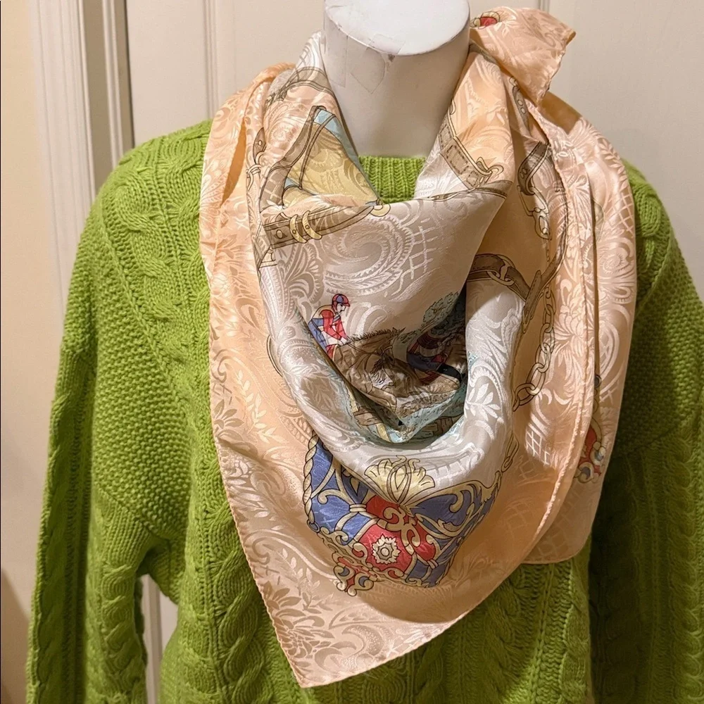 Equestrian Print Silk Scarf